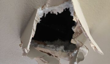 Hole in Ceiling drywall.